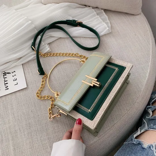 Korean Style Texture Messenger Small Bag Single Shoulder All Match Western Style Chain Green - Shop at LoveMi