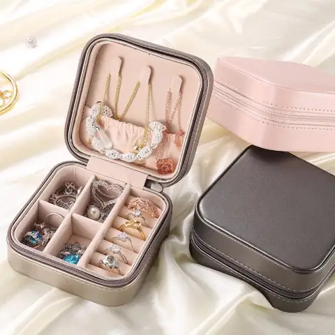 European Style Portable Zipper Storage Box for Jewelry