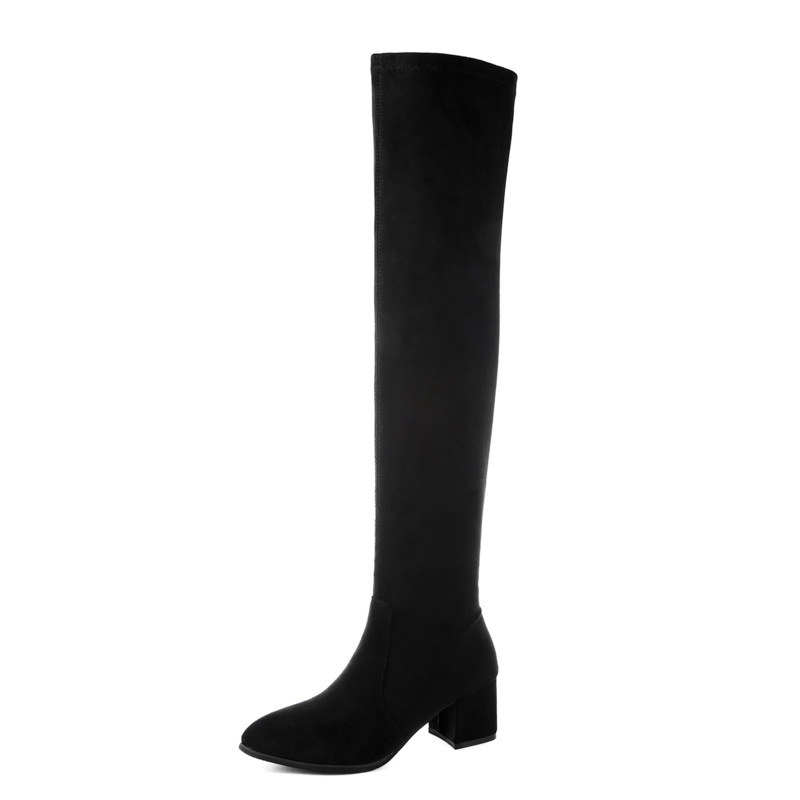 Ladies Mid-heel Pointed Thick Heel Long Boots