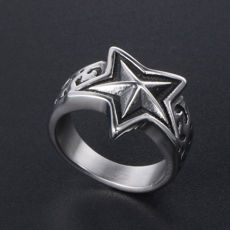 Punk Personality Pentagram Men's Ring