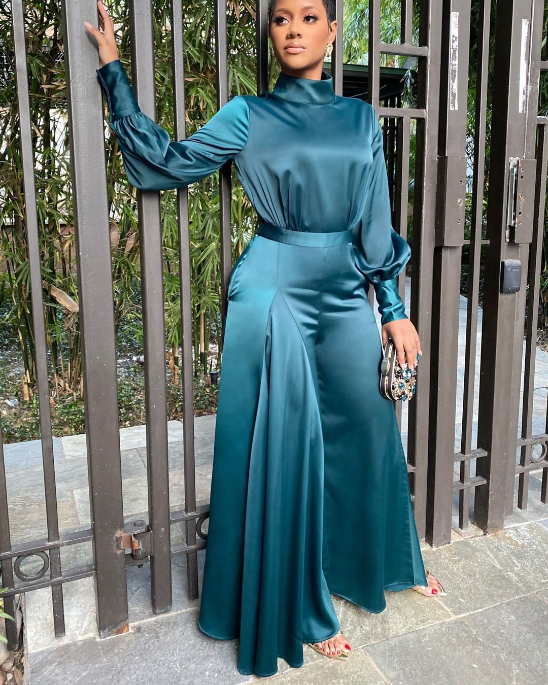 High-Waist Flared-Leg Jumpsuit, picture 5 of 5