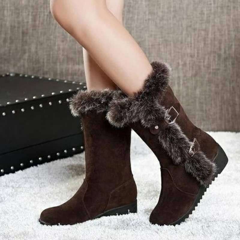 Women's Wedge Heel And Velvet Sleeve Snow Boots