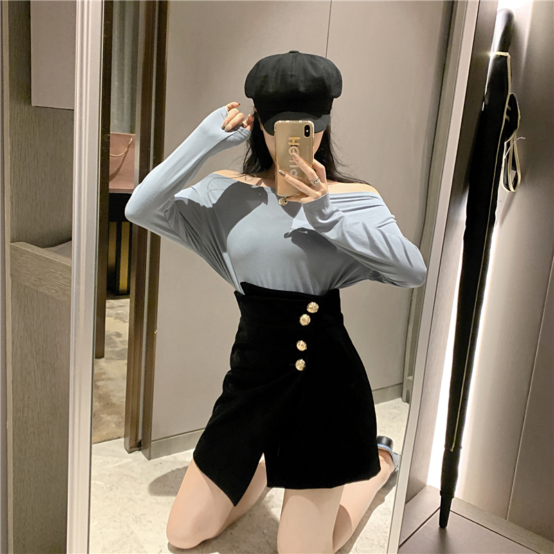 High Waist Slim A-Line Solid Color Little Black Dress