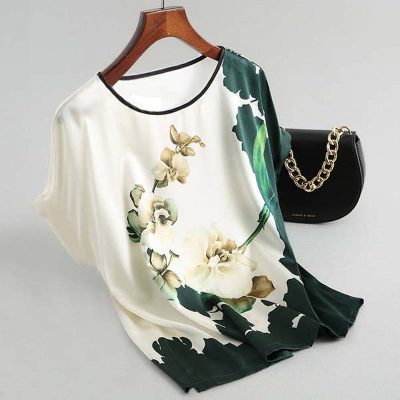 Ice Silk Printed Mother's NewImitation Chiffon Shirt