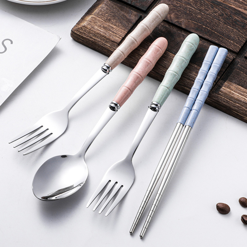 Wheat Straw Stainless Steel Portable Cutlery Set
