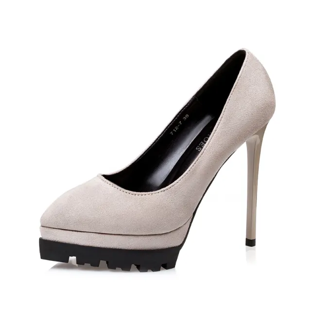 Korean Style High Heels Stiletto Professional Sexy Female Pumps Apricot - Shop at LoveMi
