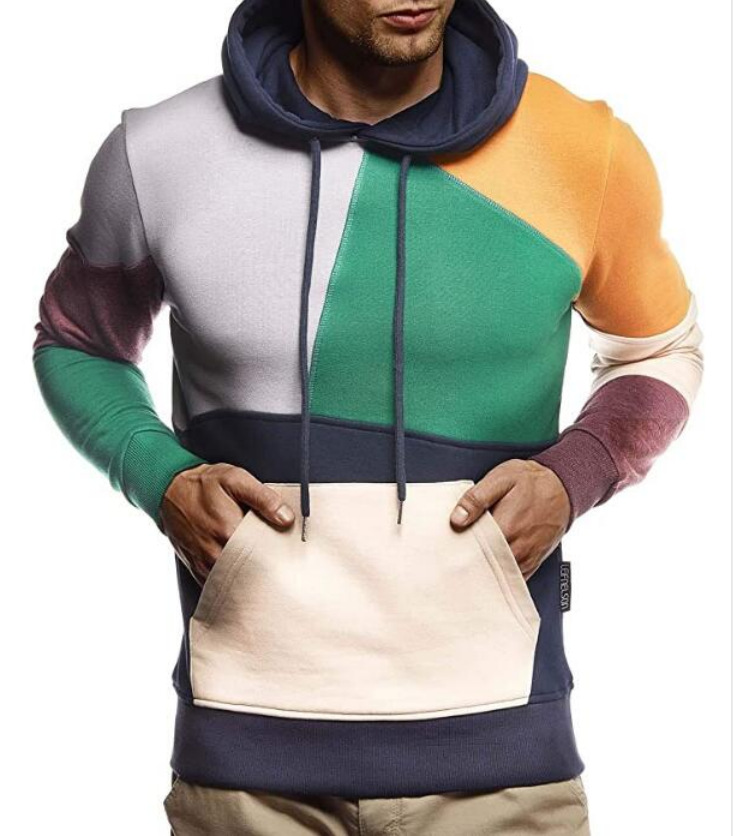Color Block Sweater Pullover Hooded Casual Jacket
