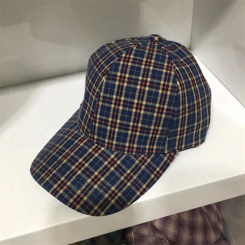 Children's Summer Korean Plaid Baseball Cap - Bule-Adjustable
