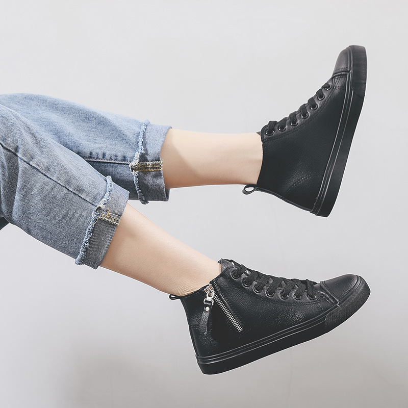 Waterproof High-top Side Zipper Casual Shoes