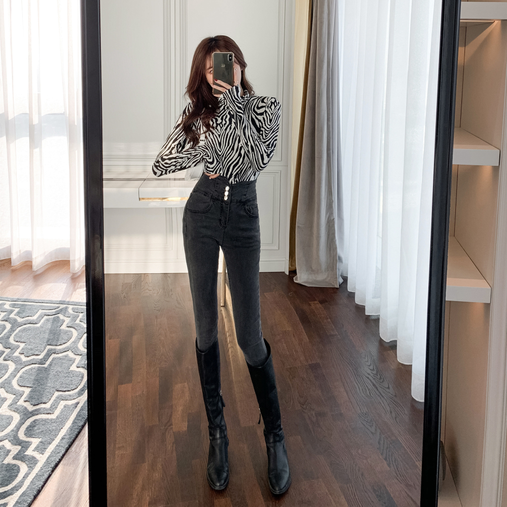 Plus Velvet Slimming All Match Pencil Pants Black - Shop at LoveMi