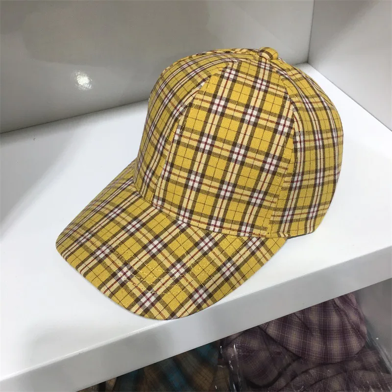 Children's Summer Korean Plaid Baseball Cap - Yellow