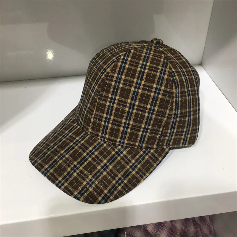 Children's Summer Korean Plaid Baseball Cap - Brown