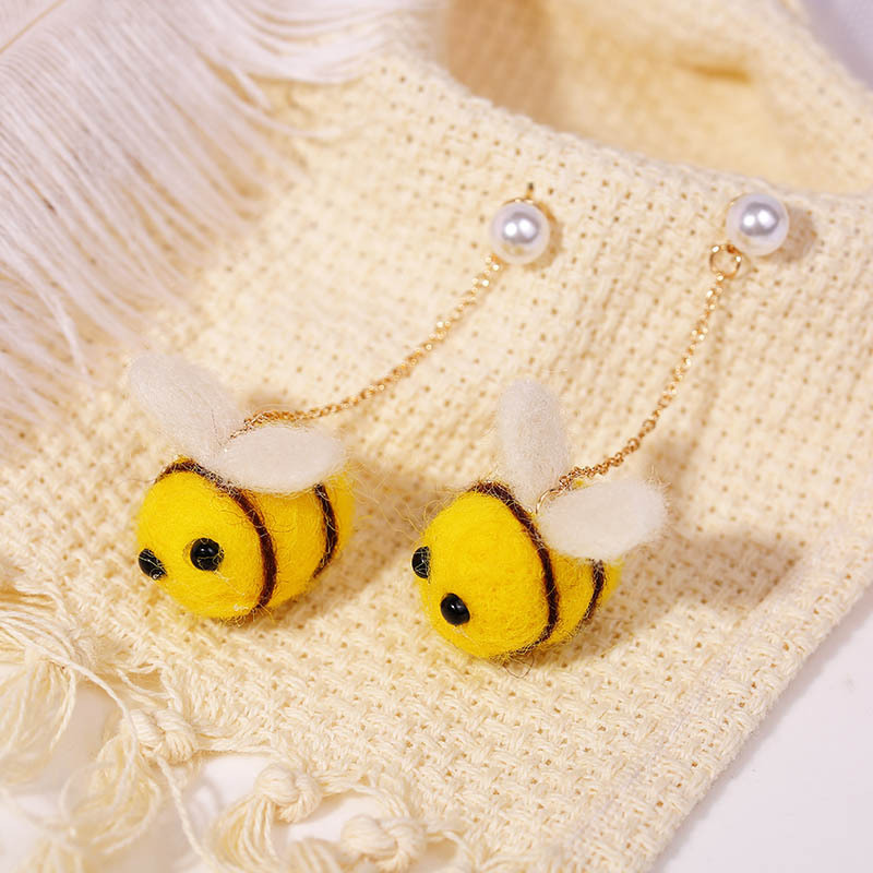 Long Cute Animal Plush Long Chain Earrings