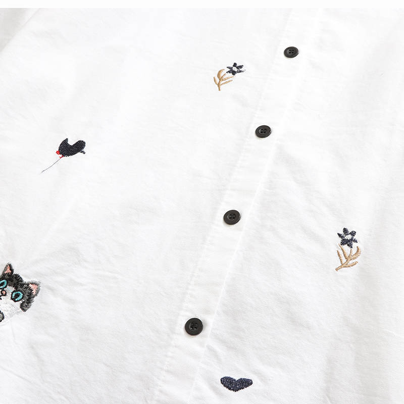 All-Match Thin Sleeve Women's White Shirt