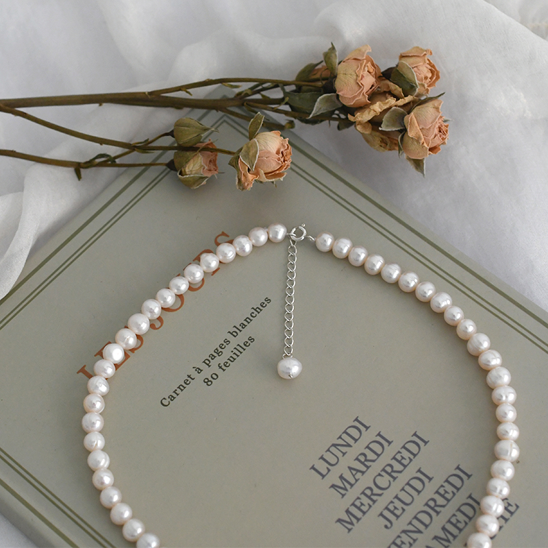 Natural Pearl Necklace Female Clavicle Chain 925 Silver Personality