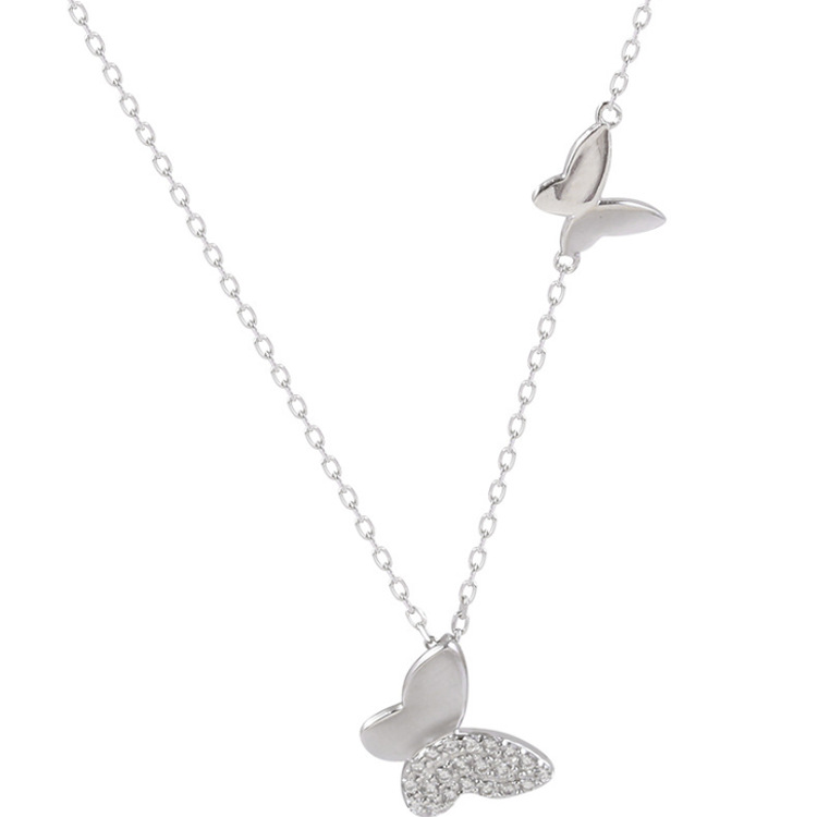 925 Silver Butterfly Necklace And Clavicle Chain