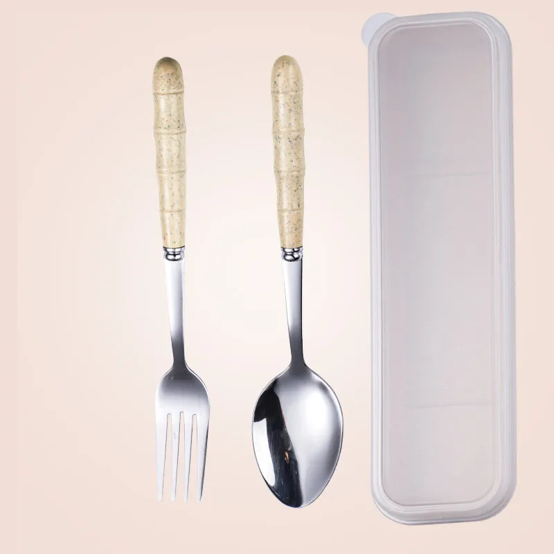 Wheat Straw Stainless Steel Portable Cutlery Set - Beigec