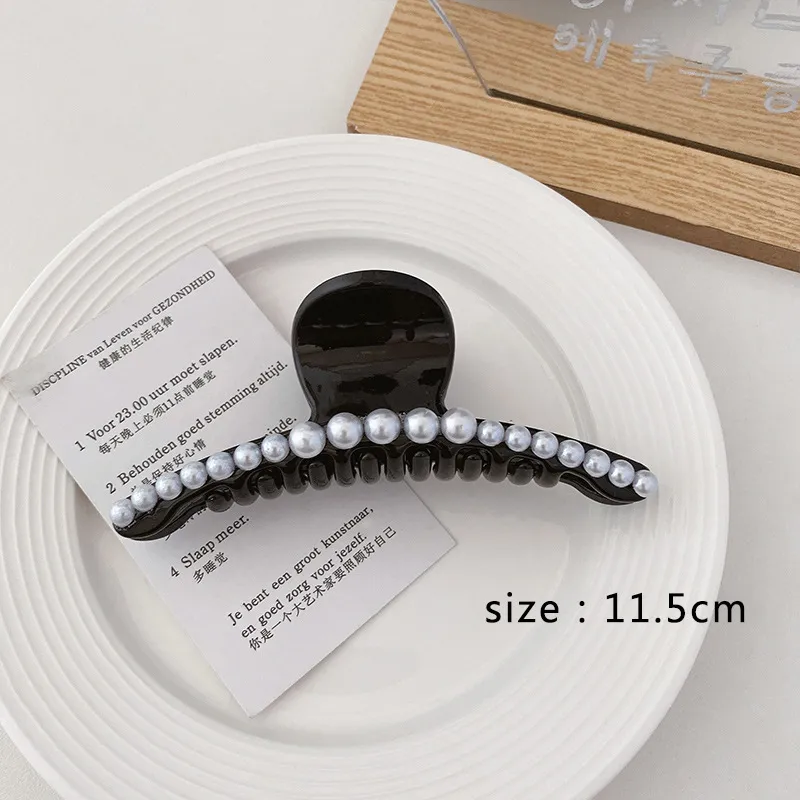 Temperament Large Back Head Hairpin Pearl Catch Clip - Lengthen