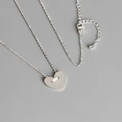Sweet And Lovely Short Peach Heart Necklace - Silver - View 1