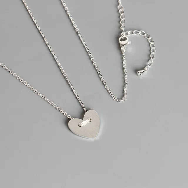 Sweet And Lovely Short Peach Heart Necklace Silver - Shop at LoveMi