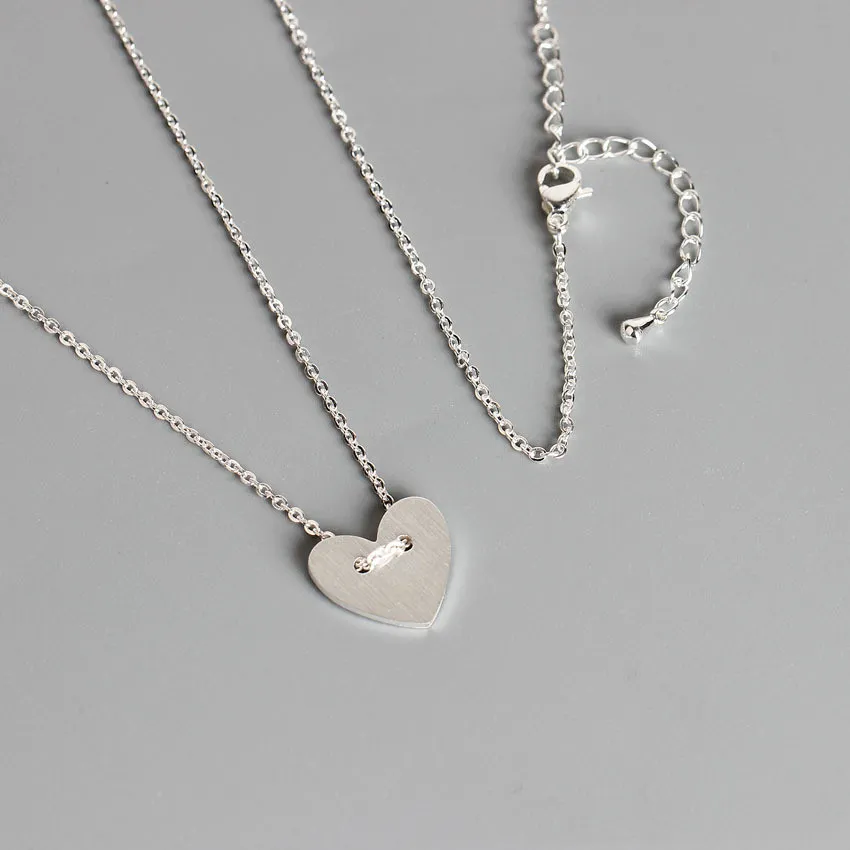 Sweet And Lovely Short Peach Heart Necklace - Silver