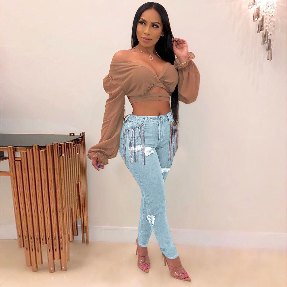 Fashion Personality Street Trend Denim Pants Blue - Shop at LoveMi