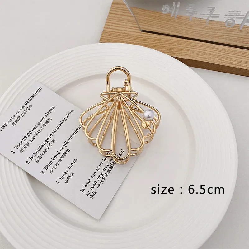 Temperament Large Back Head Hairpin Pearl Catch Clip - Shell Pearl