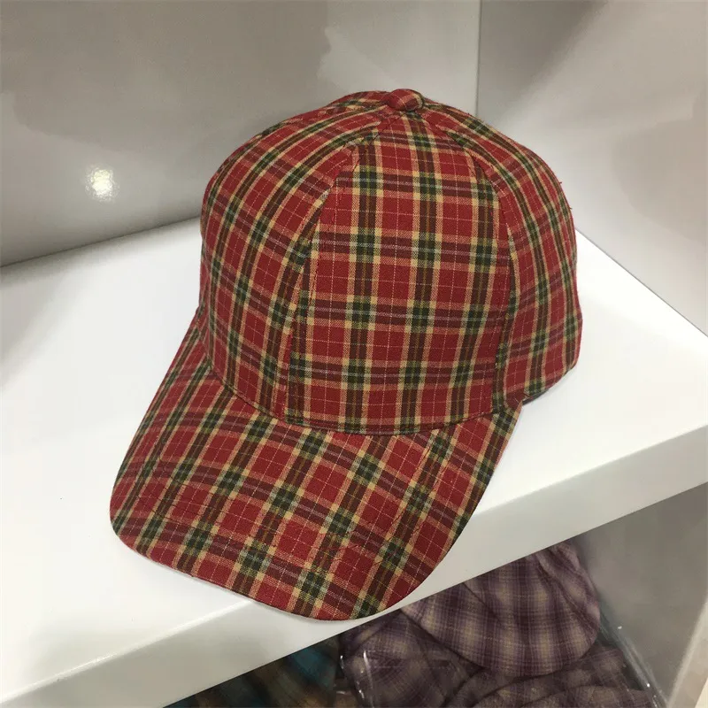 Children's Summer Korean Plaid Baseball Cap - Red