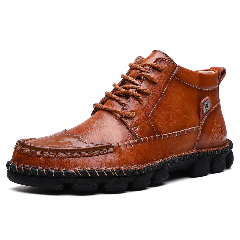 High-Top Tooling Short Boots Men's All-Match Leather Shoes