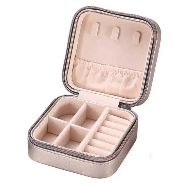 European Style Portable Zipper Storage Box for Jewelry Champagne Gold - Shop at LoveMi