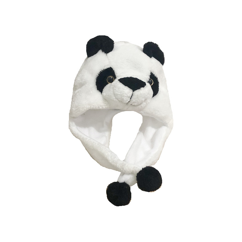 Panda White Bear Hat Cute Cartoon Hedging Cap Warm Plush Ear Cap