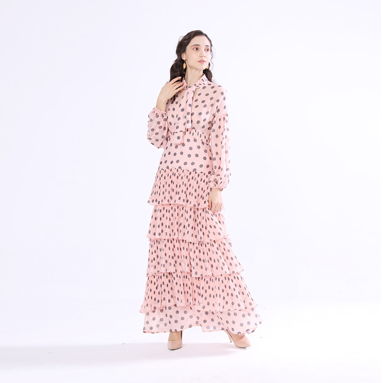 New Chiffon Skirt Slim Polka Dot Dress Ladies