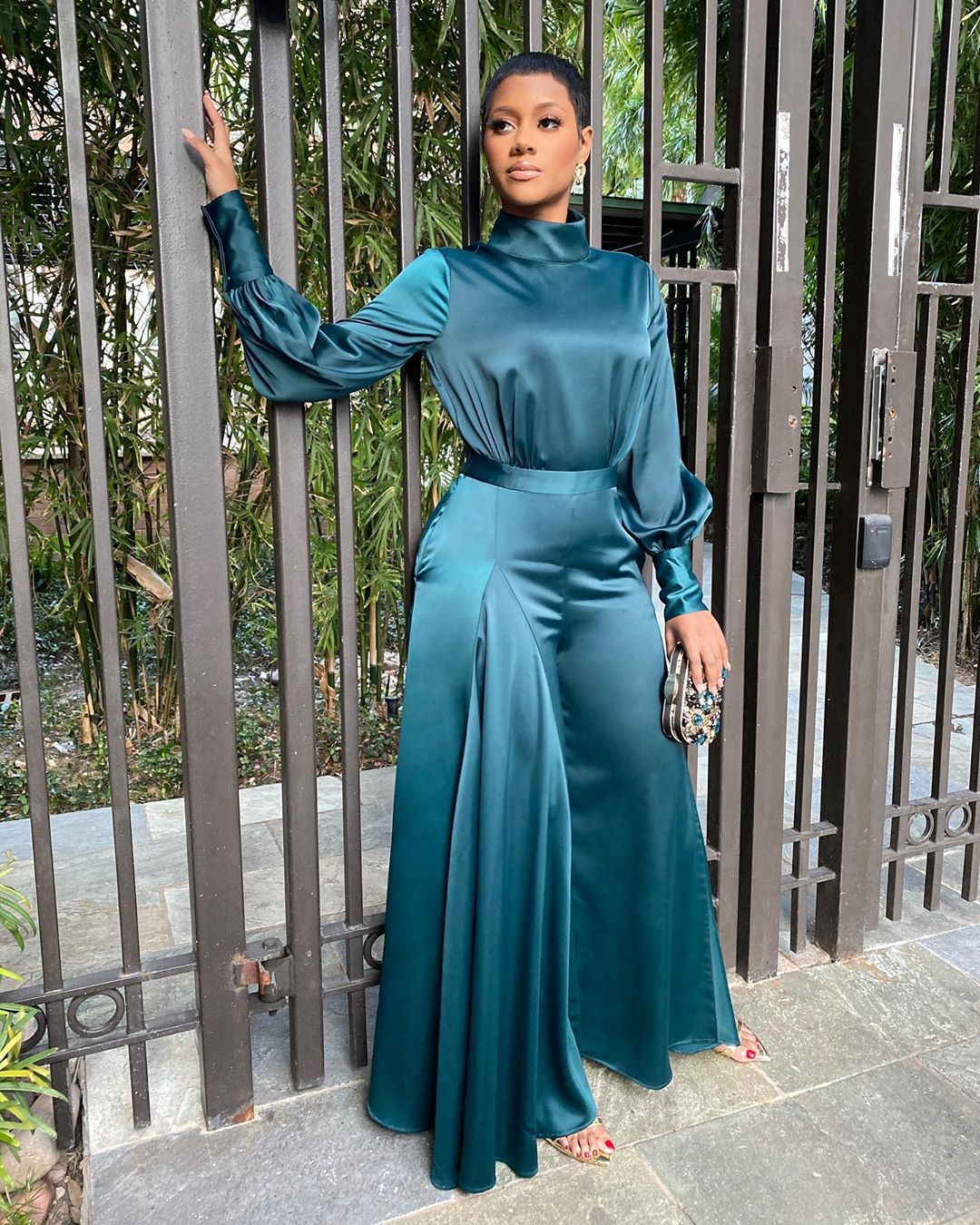 High-Waist Flared-Leg Jumpsuit, picture 3 of 5