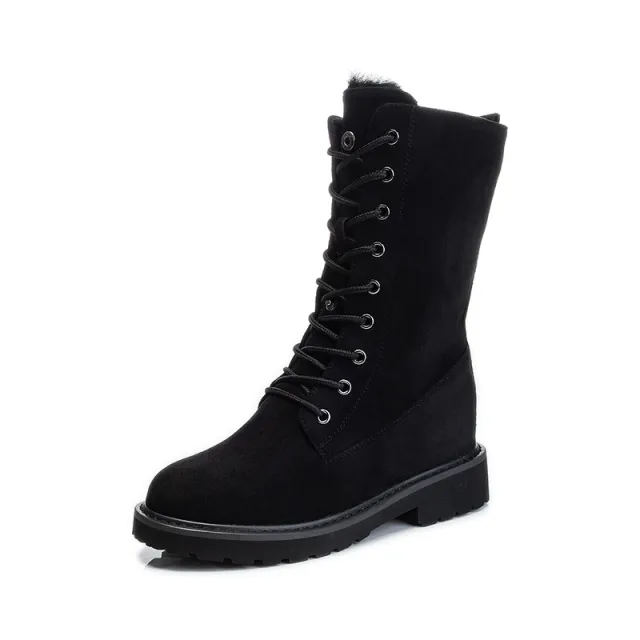 Warm Cotton Shoes And Velvet Lace Up Tide Shoes Black - Shop at LoveMi