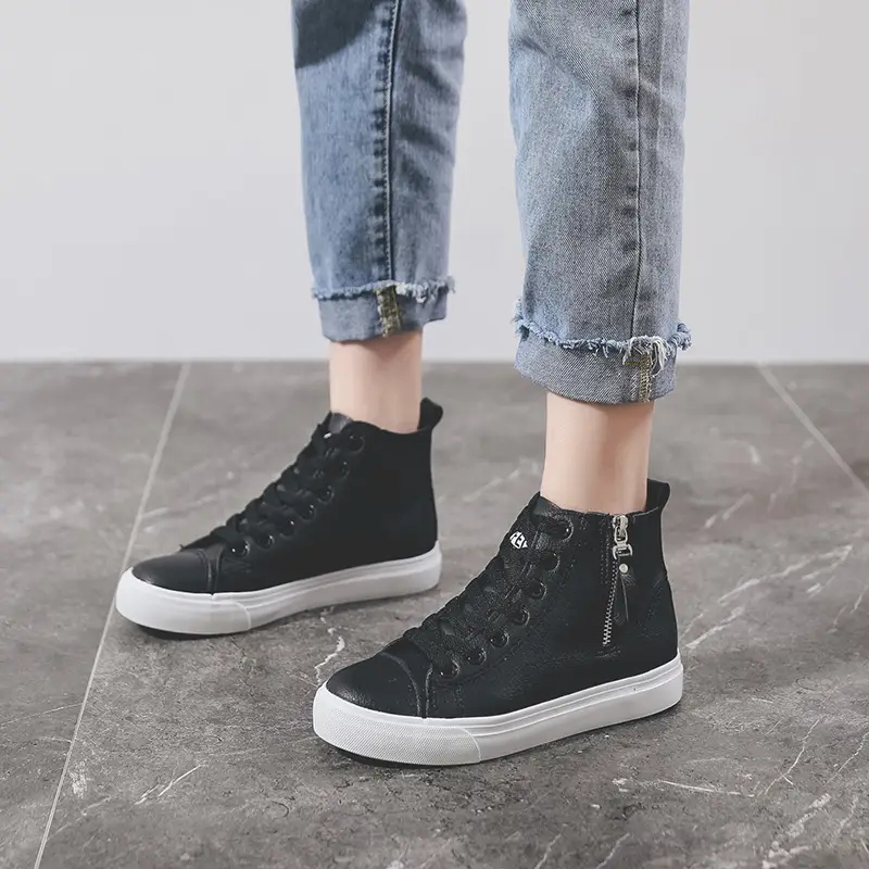 Waterproof High-top Side Zipper Casual Shoes