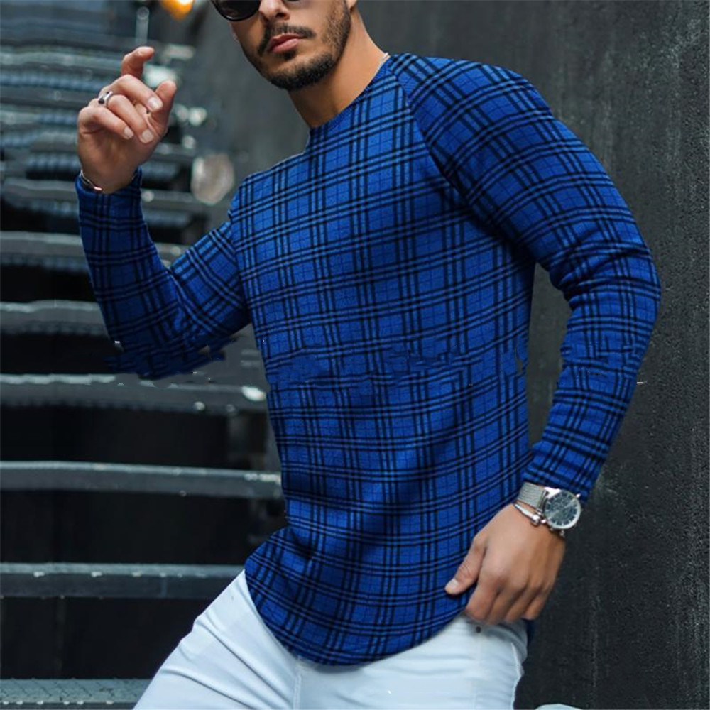 Men's Slim Round Neck Striped Bottoming Shirt