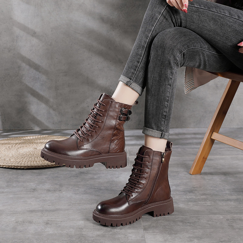 Platform Women's Boots Short Plush Thick Heel Martin Boots