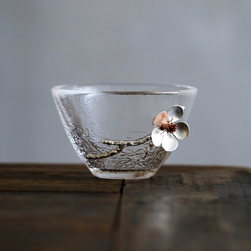 Japanese Style Hammered Glass Tea Cup Tasting cup