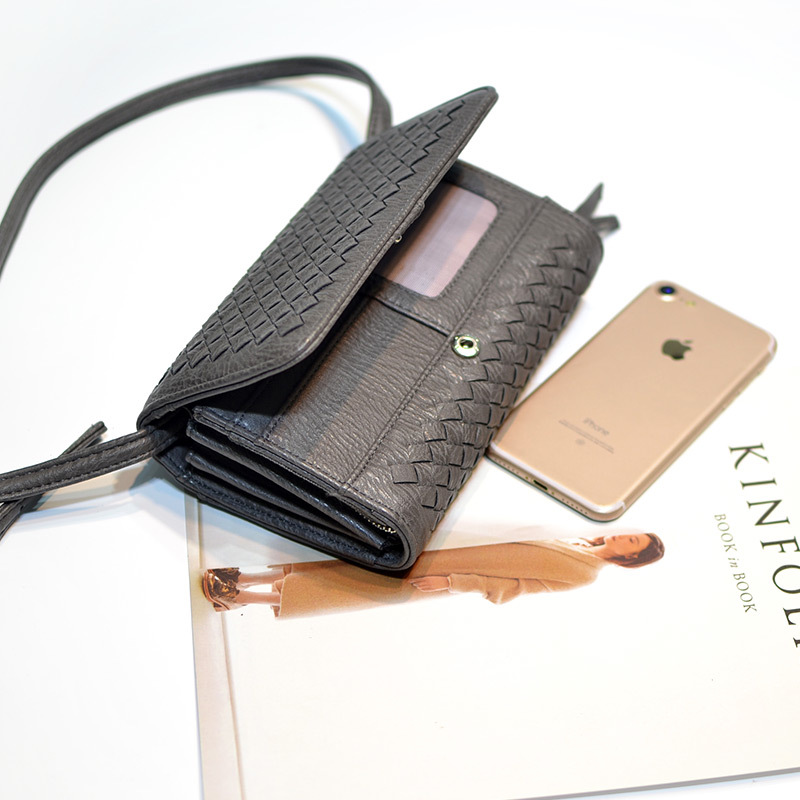 Handmade Ladies Woven Bag Multi purpose Long Wallet Grey - Shop at LoveMi