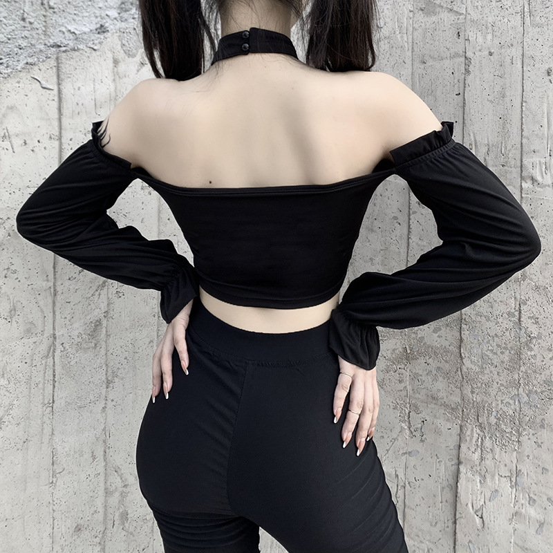 Dark Wind Personality Chain Halter Long-sleeved Bottoming Shirt