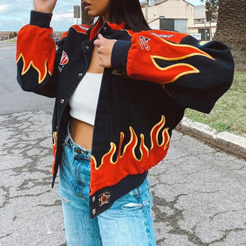 Printed Casual Loose Long Sleeve Lapel Short Coat