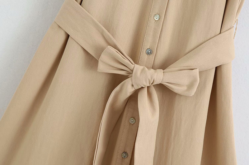 Summer European And American Style Shirt With Belt Ladies Dress