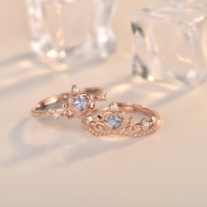 S925 Sterling Silver Pcean Diamond Crown Ring Women
