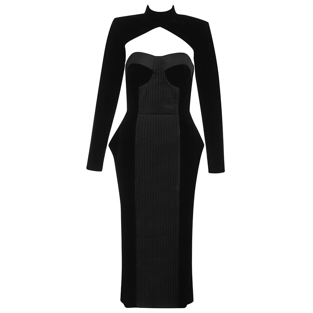 Velvet Long Sleeve Party Dress, picture 5 of 5