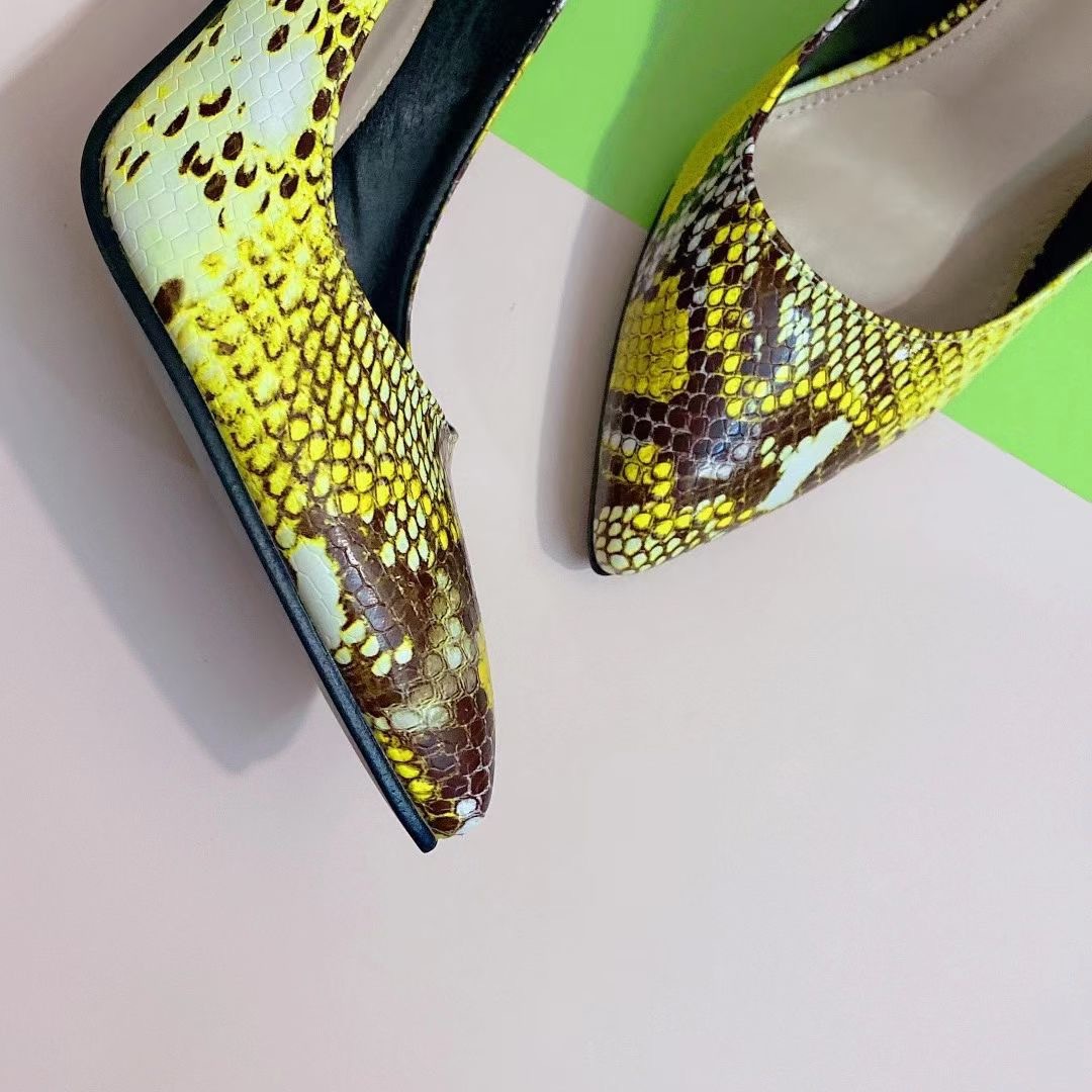 Fashion Pointed Colored Snake Print Stiletto Heels