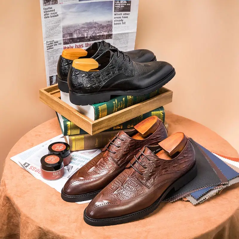 Carved Business Casual Men's Cowhide Leather Shoes