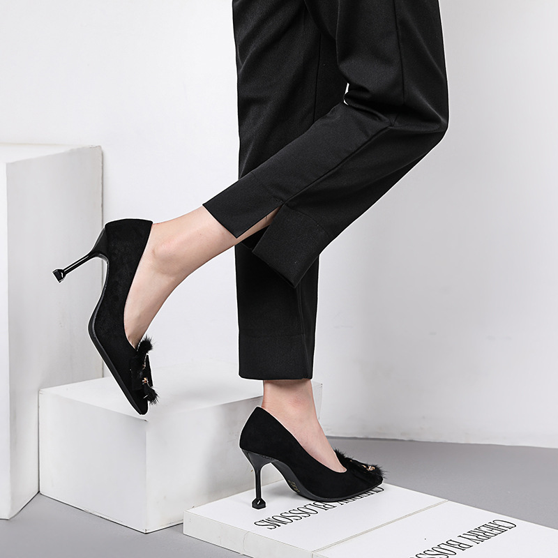 Ladies All-match Fashion Pointed Toe Hairy Shoes