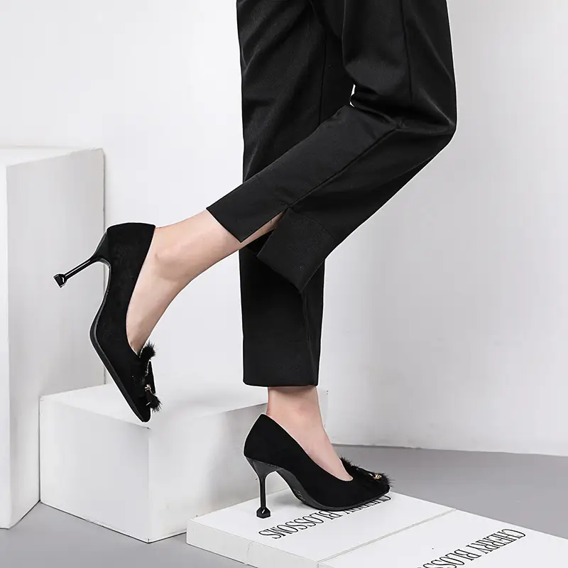 Ladies All-match Fashion Pointed Toe Hairy Shoes