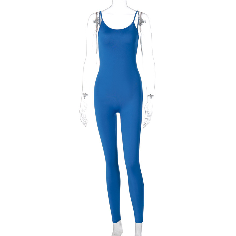 Women's Solid Color Sling Sports Yoga Jumpsuit