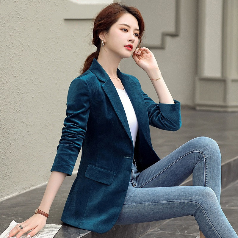 Casual suit jacket Women's Western style Korean style slim fit long sleeve fashion temperament solid color small suit women's top